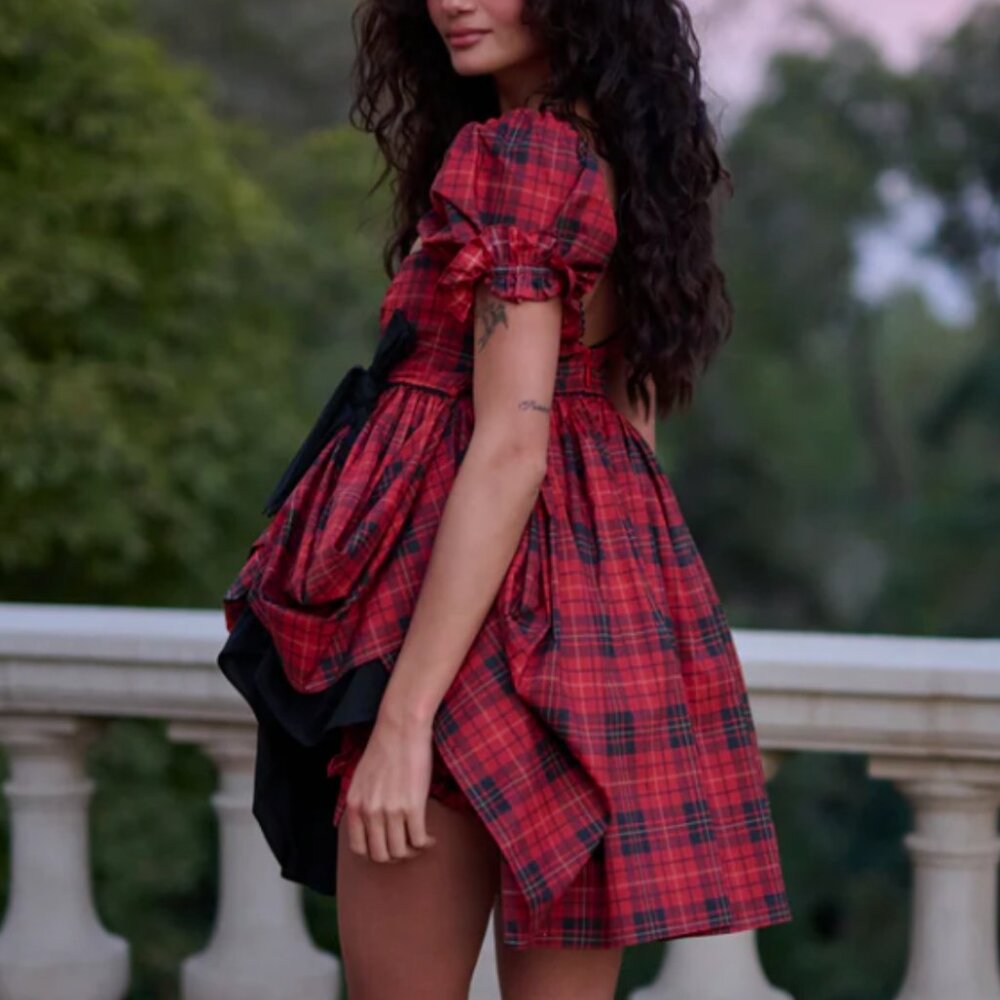 EUC Selkie The Royal Tartan Mini Love Story Dress Small - Picture 4 of 12